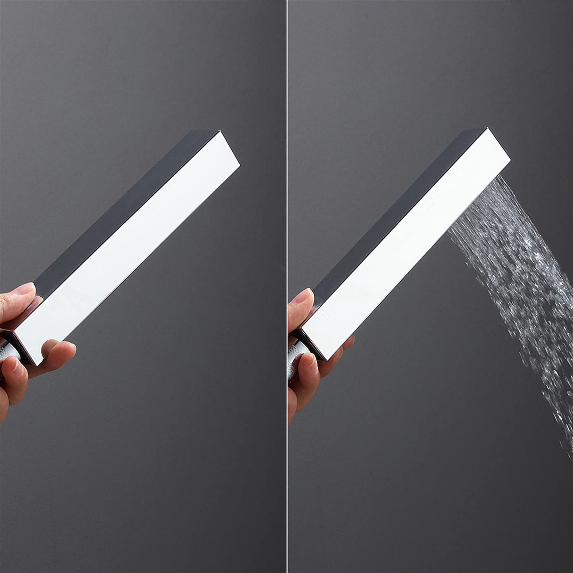 MINGYI Colonne de Douche Hydromassante, avec Douchette et Pommeau, 4 Modes de Douche, Connecteur DIN Standard 1/2'' (Argent, 15×130 cm)
