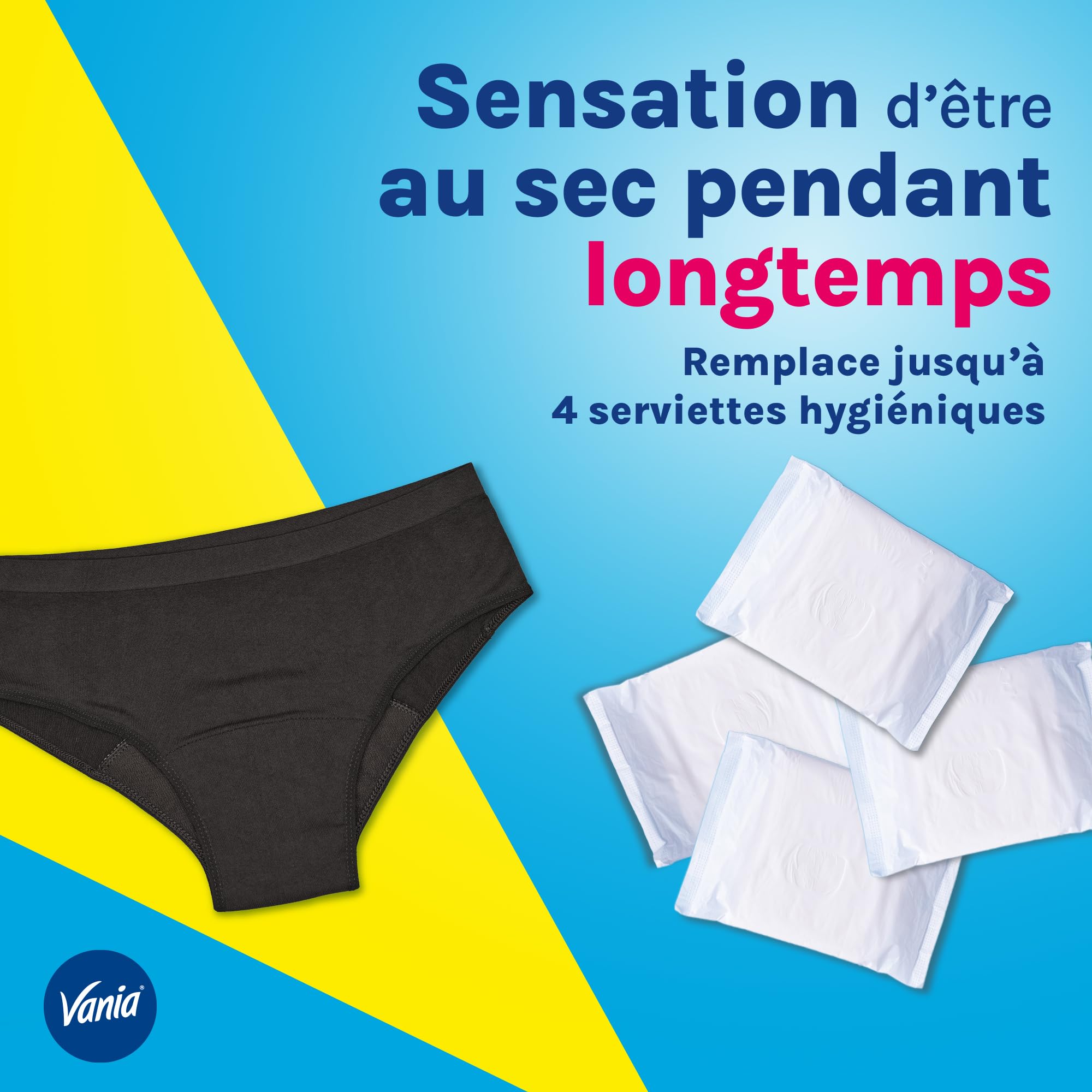 Vania – Culotte de Règles Flux Abondant (Lot de 2, Taille XL/XXL) – Culotte menstruelle confortable, absorbante et réutilisable – Lavable en machine avec jusqu'à 12h de protection anti-fuite