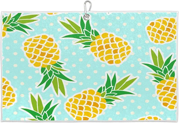 Yellow Pineapples Golf Towel for Golf Bags with Clip 15 x 24 in Golf Sports Towel Absorbent Quick Drying Microfiber Golf Towels for Men Women Golf Accessory