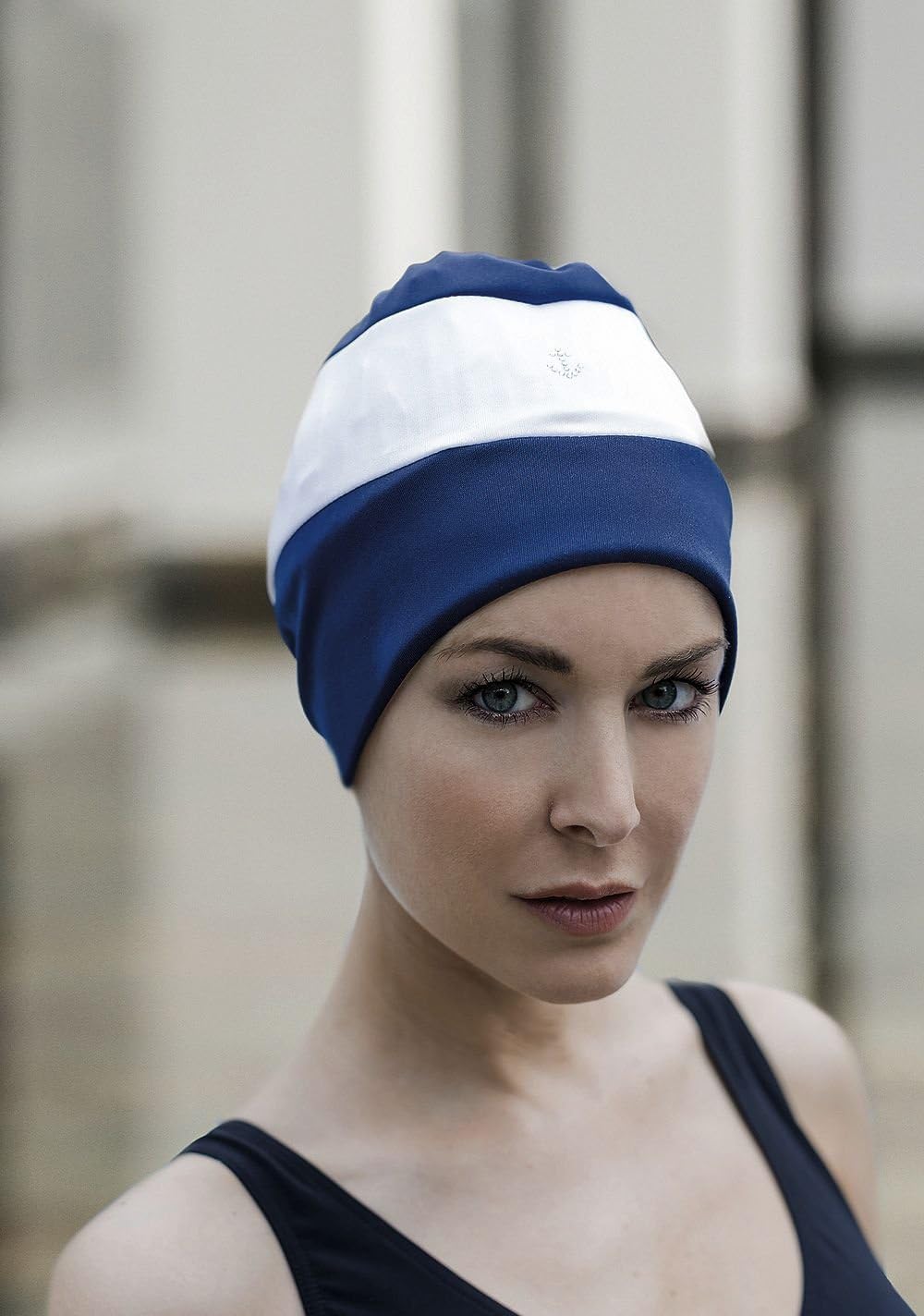 Fashy Fashy - Badehaube Marine Blau Mit Stoffblüten 3451-54 Damen Badekappe Bademode | Einkaufen In Murrhardt