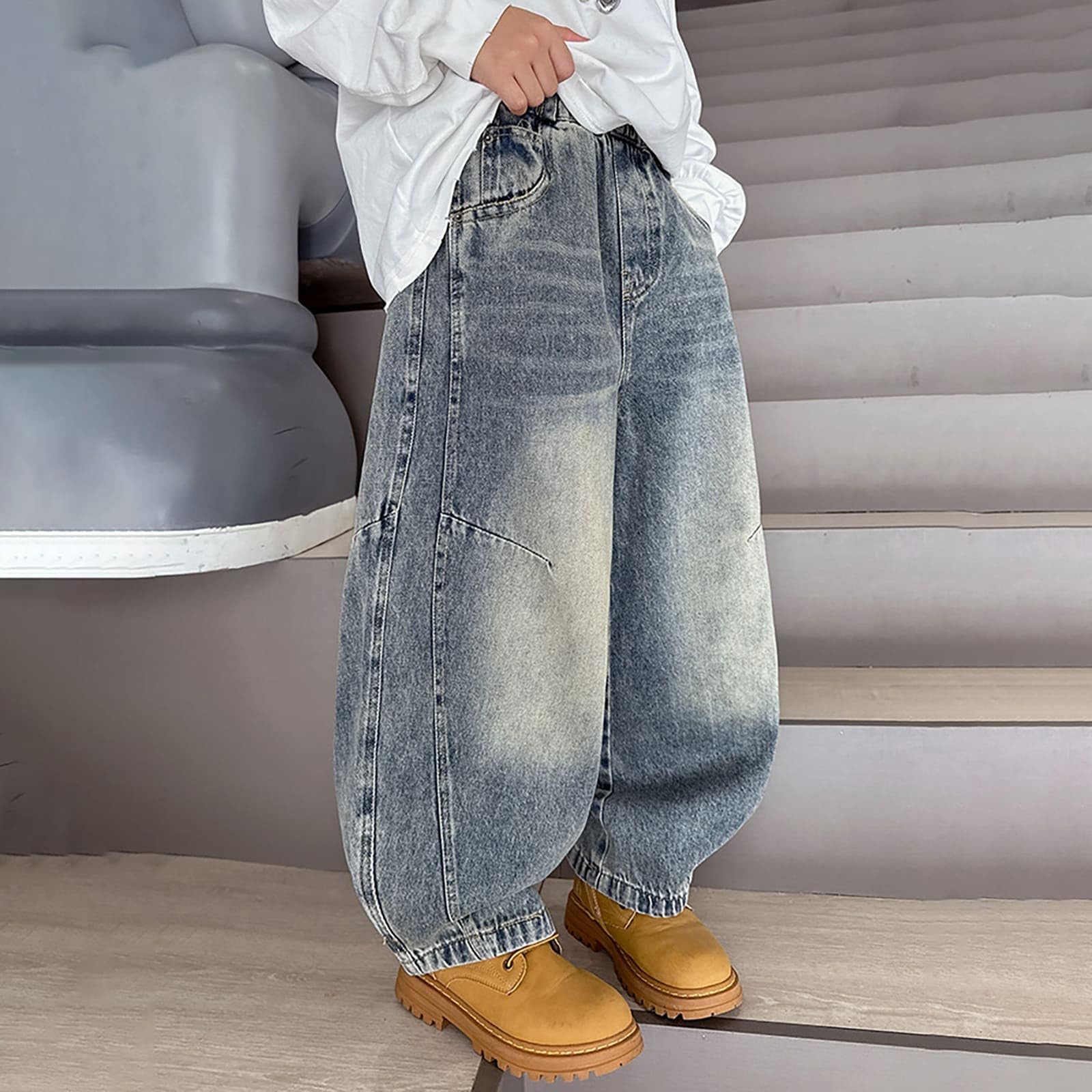 Pantalon Elastico Vaquero Ni?o Invierno Baggy Cargo Jeans