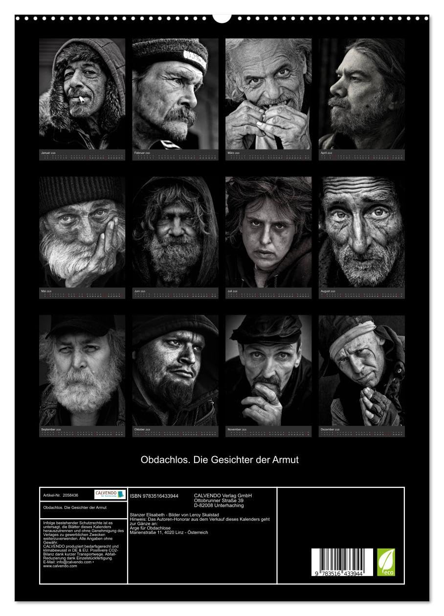 Obdachlos. Die Gesichter der Armut (hochwertiger Premium Wandkalender 2026 DIN A2 hoch), Kunstdruck in Hochglanz: Bilder vom glücklosen und einsamen Leben auf der Straße (CALVENDO Menschen)