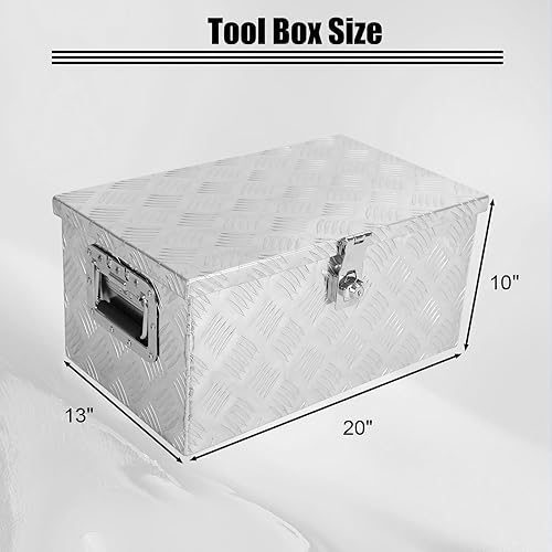 Miniatura 2 de confote Caja de herramientas chapada en aluminio resistente de 20 pulgadas, caja de herramientas para camioneta, caja de herramientas para remolque,