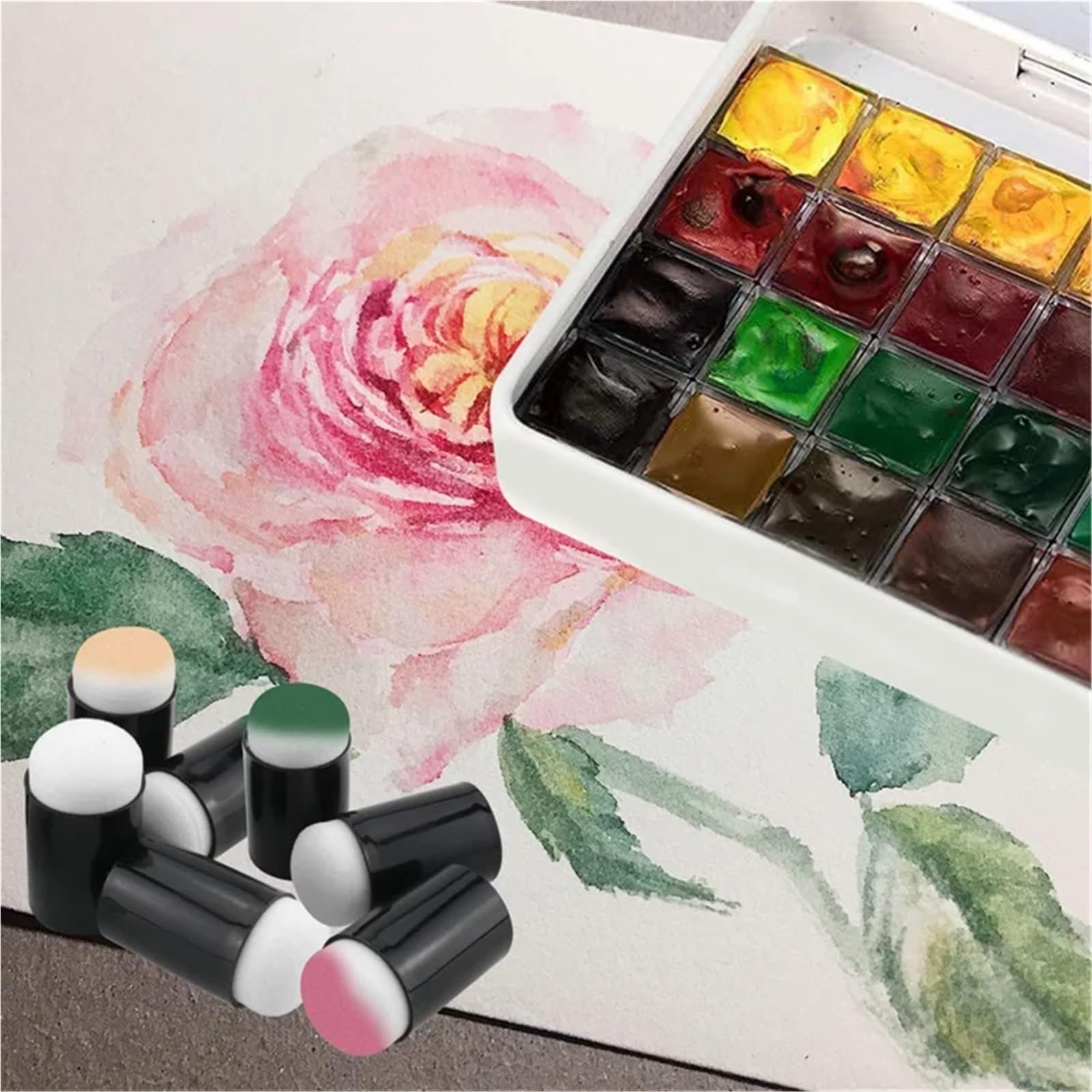 Gąbka na palec Daubers 100 szt. losowy kolor gąbka na palec farba podkładki atramentowe pędzel do stemplowania ręcznie robiony DIY rzemiosło scrapbooking malowanie tworzenie rysunku
