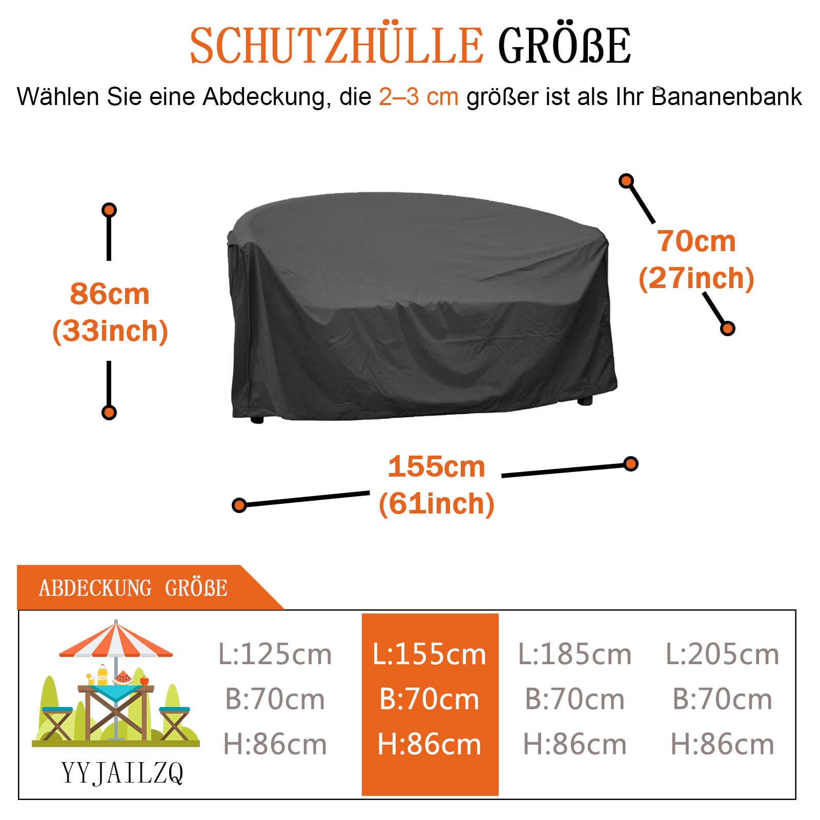 Bananenbank Schutzhülle Wasserdicht, Abdeckhaube Bananenbank, Bananenbank Abdeckung 420D Oxford-Stoff- Schwarz (155 * 70 * 86cm)