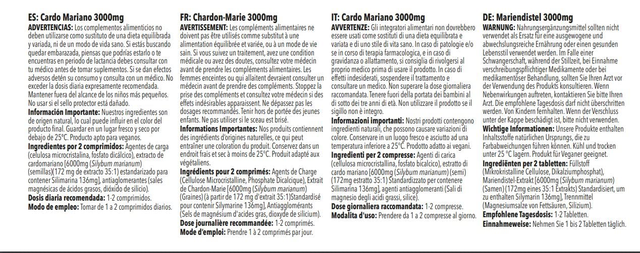 Cardo Mariano 3000mg - Con Silimarina - 120 compresse - Adatto ai vegani - 4 mesi di trattamento - SimplySupplements