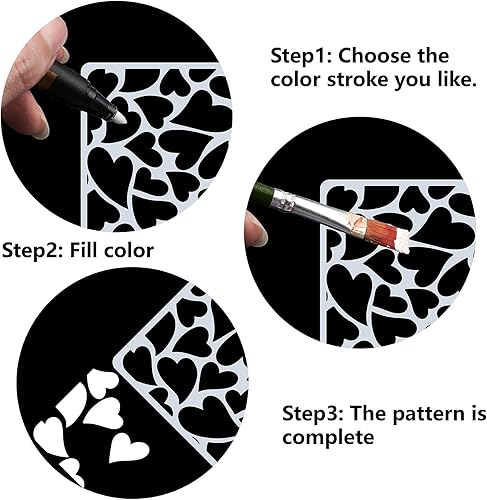 Miniatura 4 de GORGECRAFT Plantillas de medios mixtos de 12 estilos, espirales de hojas geométricas de leopardo, textura de pared de rosas cubistas, plantillas de
