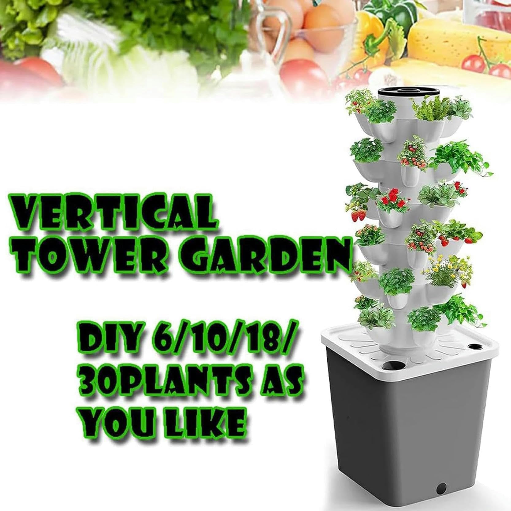 Cultivo hidropónico, Torre hidropónica de 15/20/25/30 cápsulas, Kit de Cultivo aeropónico, plantación de acuaponía, Frutas y Verduras de 30 Agujeros