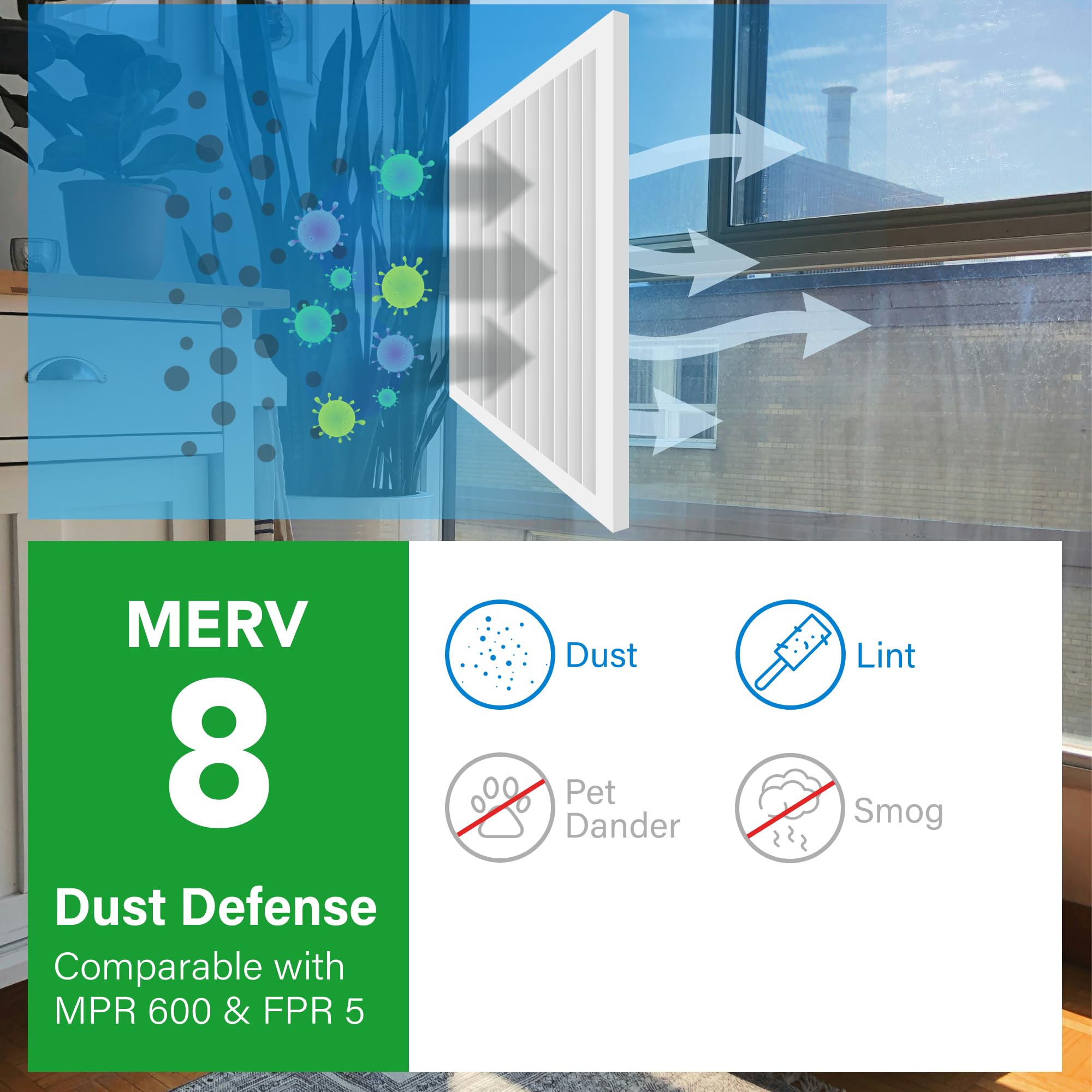 MERV 8 Filtro de aire plisado AC horno (10x20x1)
