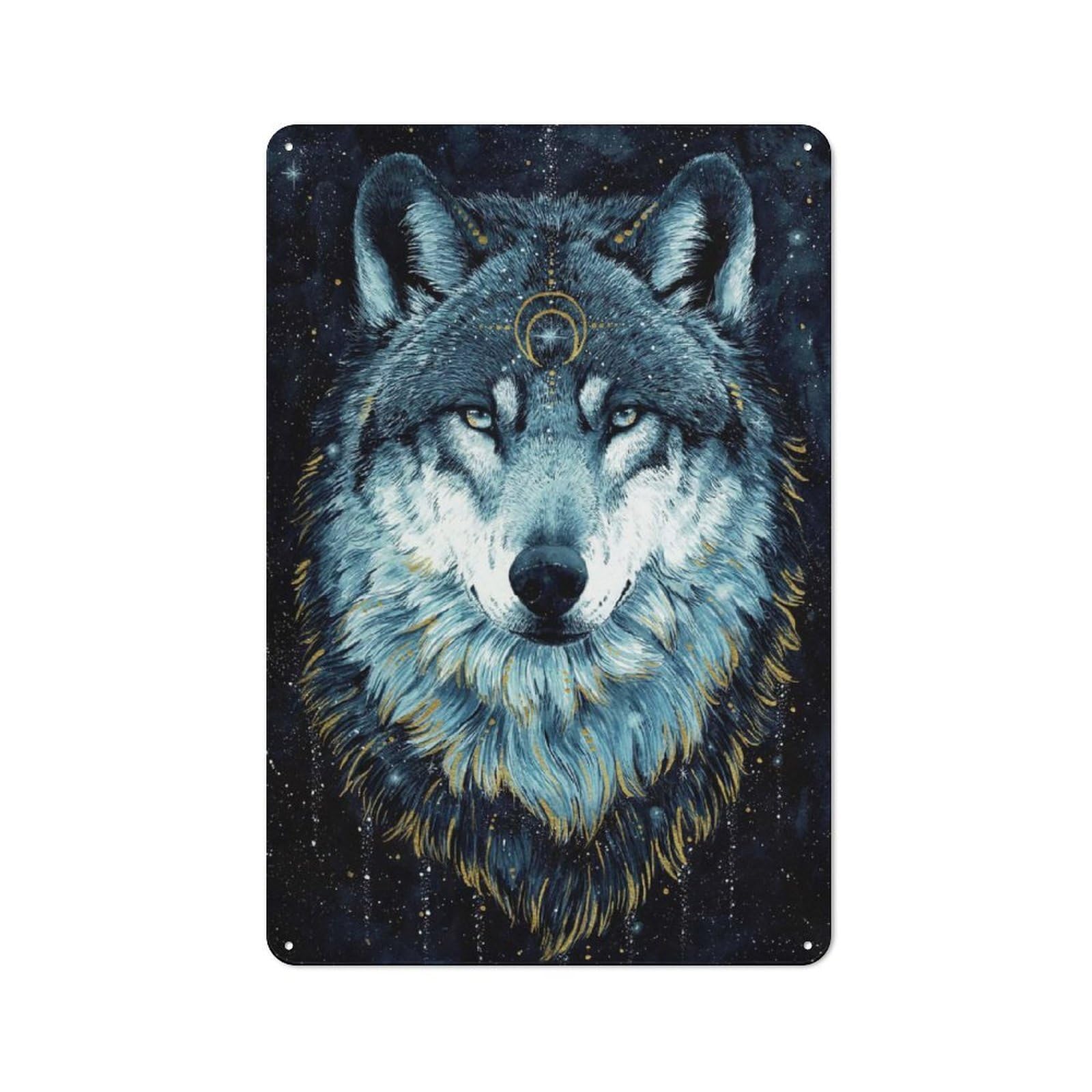 Junmoney Style-1 Metal Wall Sign 30X20cm Featuring In The Darkness Wolf For Living Room Wall, For Metal Sign Collectors, For Garage And Workshop Walls
