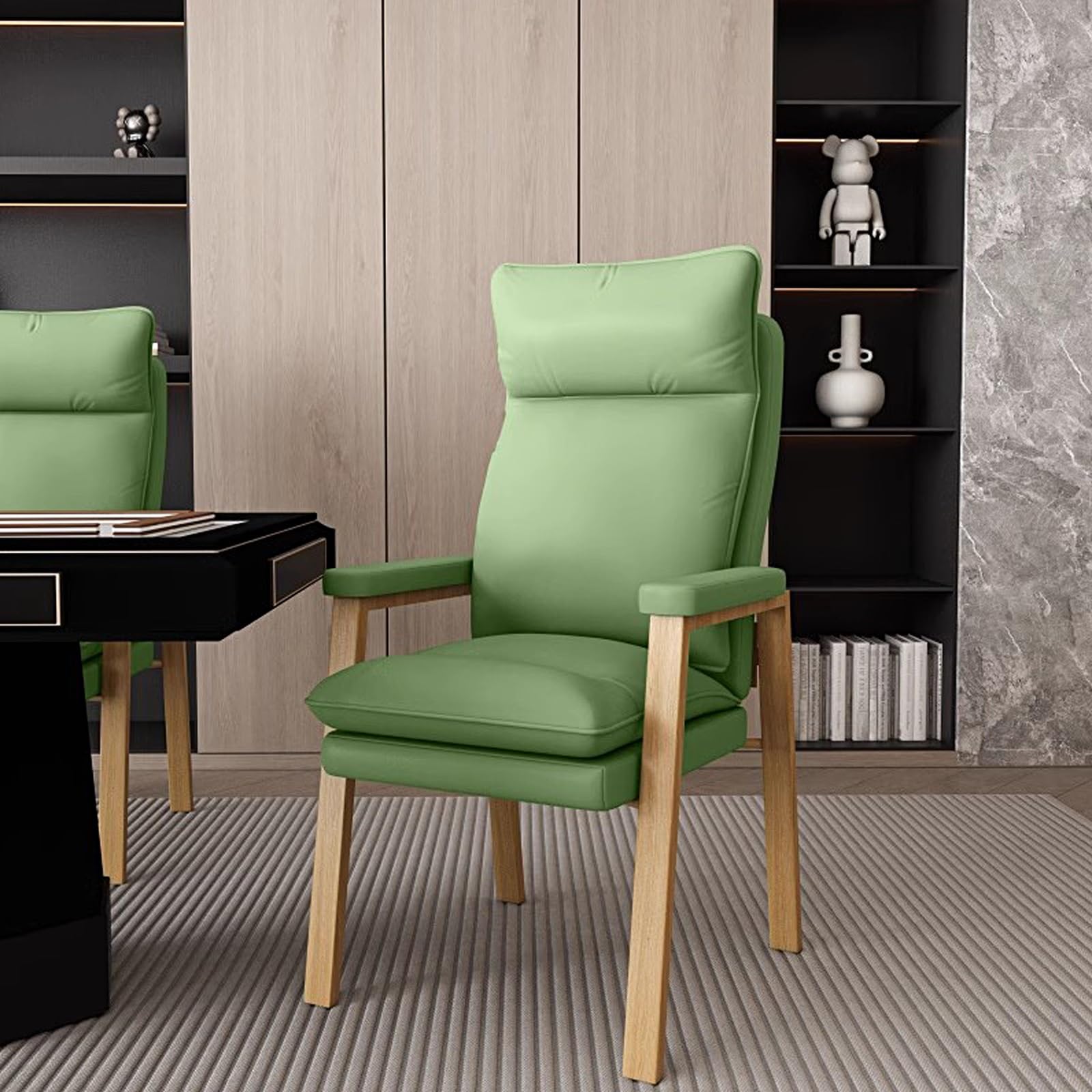 4 Pack Ufficio con braccioli Imbottiti, Sedia ergonomica, for Reception, Riunioni, Conferenze e Sala d'attesa, Sedia da Ufficio Laterale for Computer, Casa(Green)