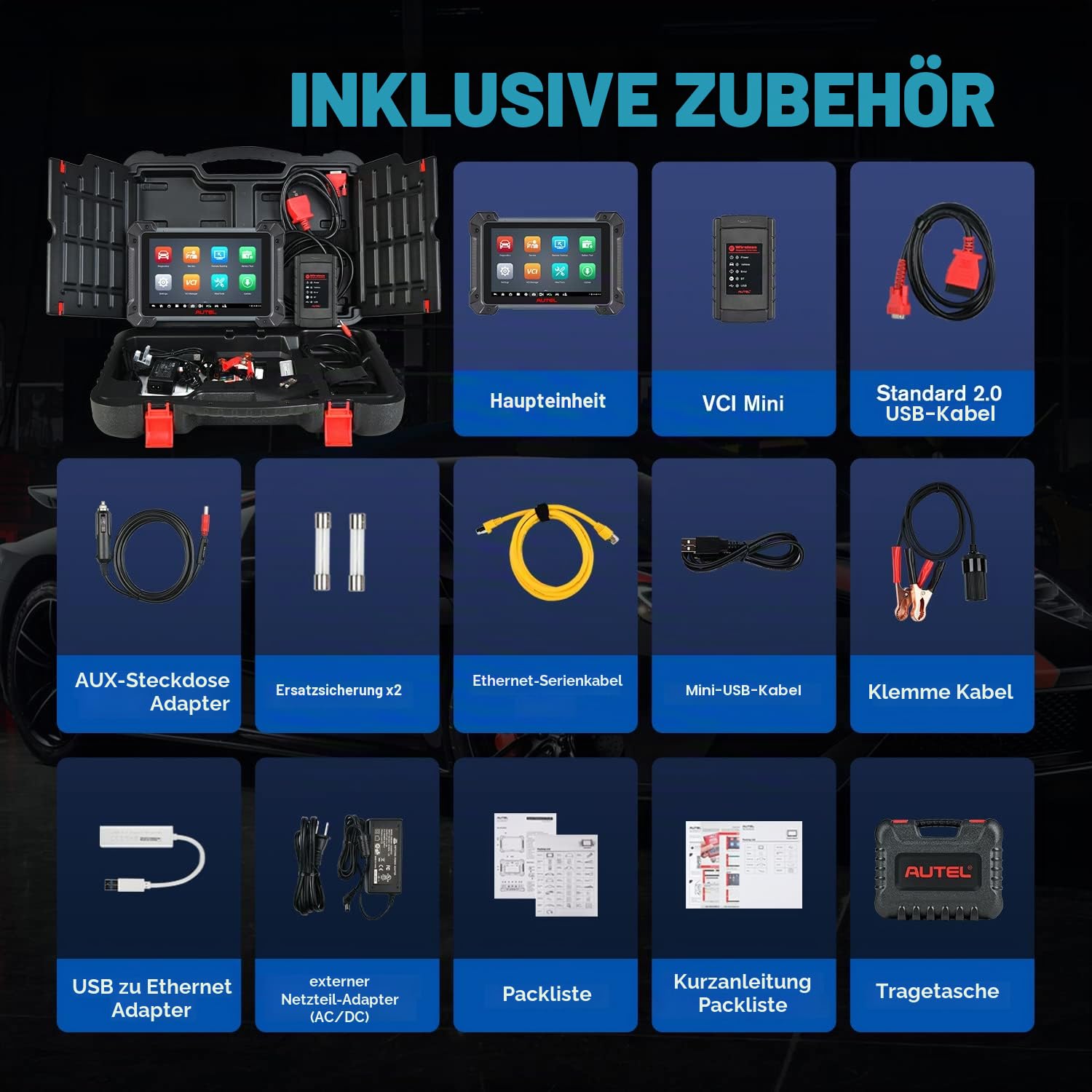 Autel MaxiCOM MK908 II 2026 Android 10 Auto Diagnosegerät mit €60 MV108S | Aktualisierte Ver. von MK908 MK906 Pro, AutoScan 2.0, Erweiterte ECU Codierung, Bidirektionale, 36+ Services, Alle Diagnosen