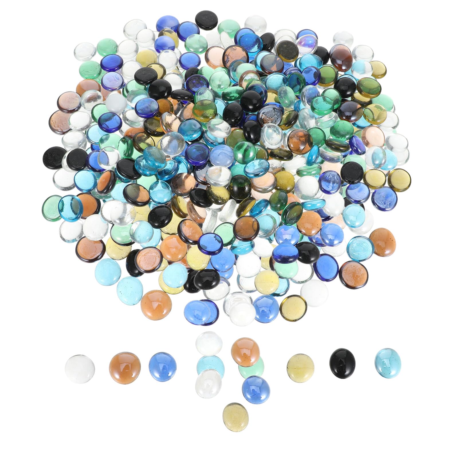 Gatuida Ghiaia di Vetro Piatta e Rotonda per Decorazioni Versatili, Durata Resistente, per Terrari e Bagni per Uccelli, Peso 1800g, Dimensione 17-19mm Colore Casuale