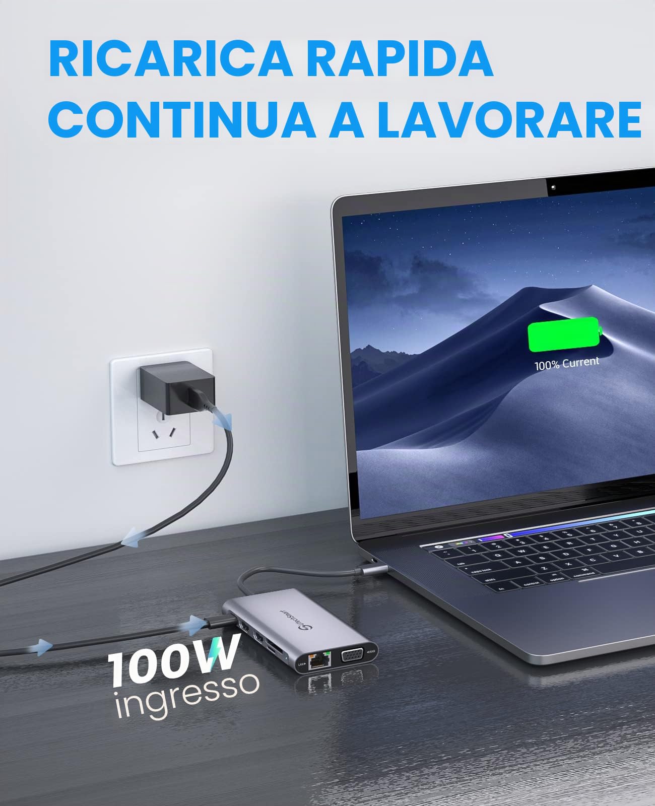 UtechSmart 11 in 1 Hub USB C Docking Station Triplo Schermo con 2 HDMI, VGA, Porta USB-C PD 3.0, Lettore Schede SD/TF, 4 Porte USB, Compatibile con MacBook e Laptop USB-C