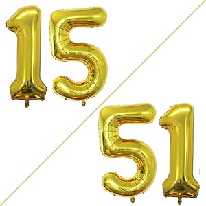 Goer Number 15 Balloons For 15Th Birthday Sweet 15 Party Decorations,42 Inch Jumbo Foil Helium 51 Balloons For 51St Birthday Party Decoration (Blue) main image 0