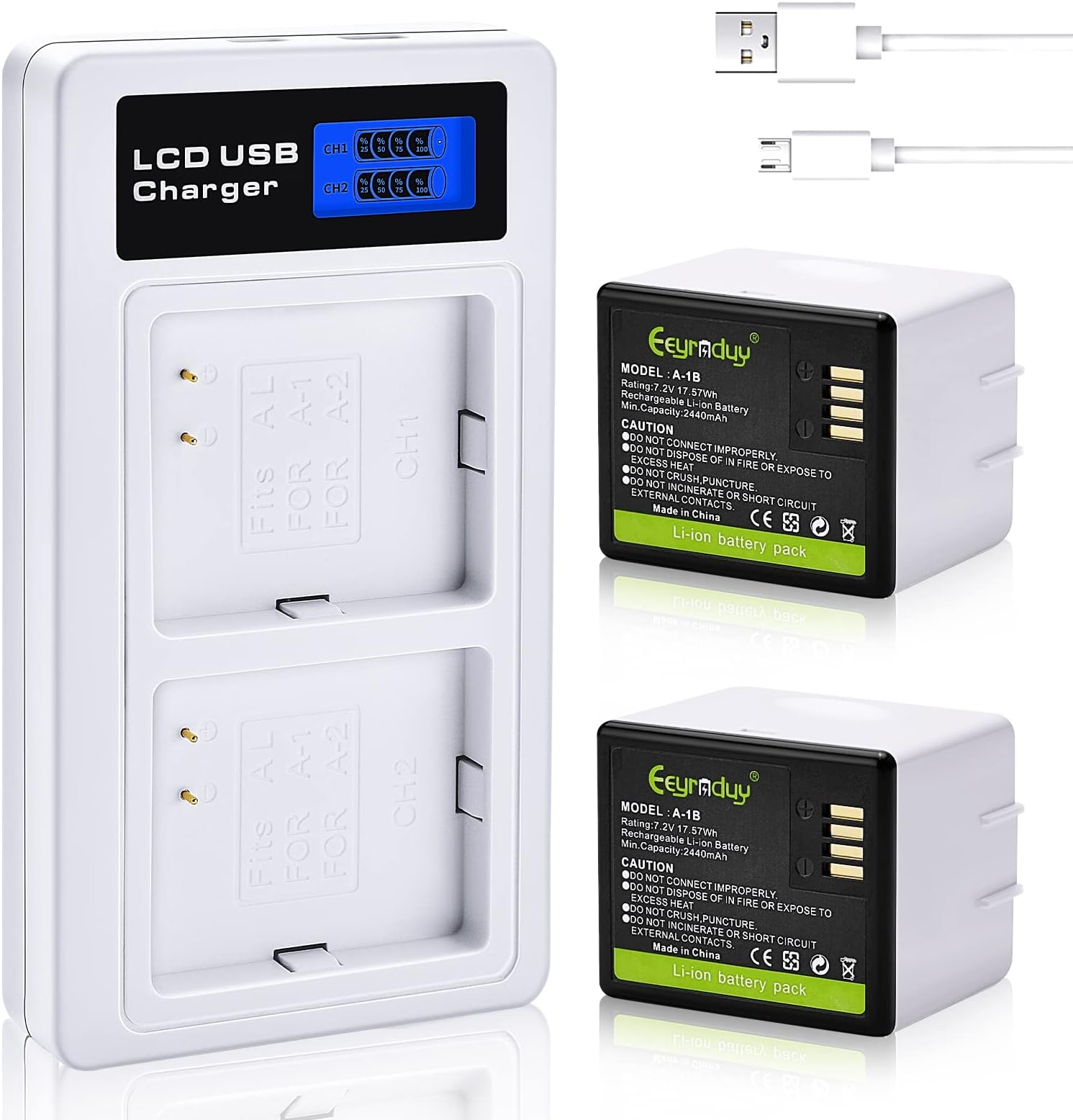 2- Pack Batteries and Charger for arlo Pro,Pro 2 Camera,2440mAh Rechargeable Battery