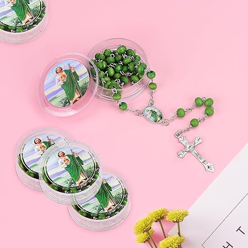 Miniatura 2 de YRP Gifts - 12 piezas de recuerdos de fiesta de bautismo, rosario de madera perfumada blanca, guardián, ángel bebé, Nuestra Señora de Guadalupe San
