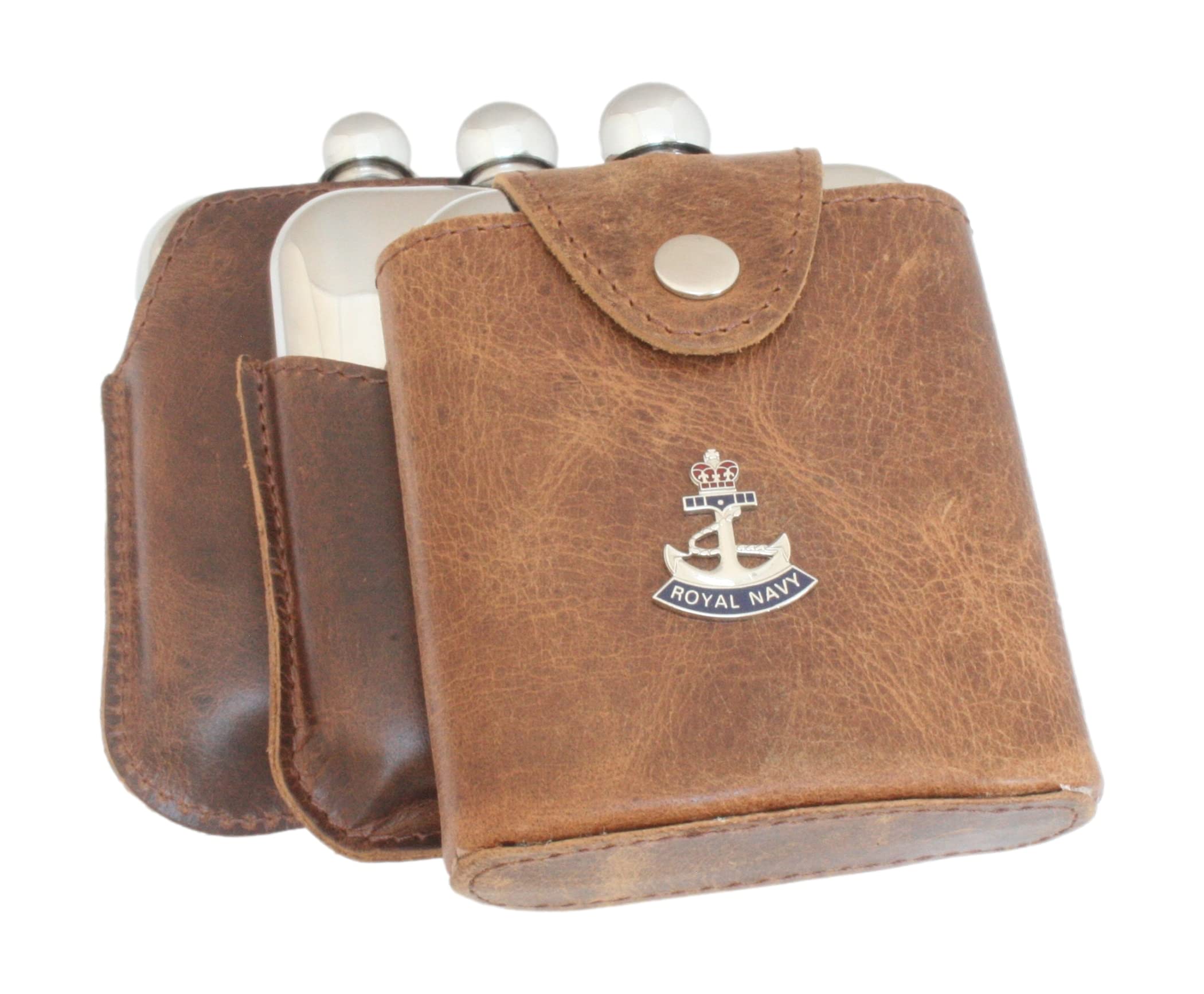 Royal Navy Crown and Anchor Fastening Jacket 6oz Stainless Steel Hip Flask & Free Engraving ME1
