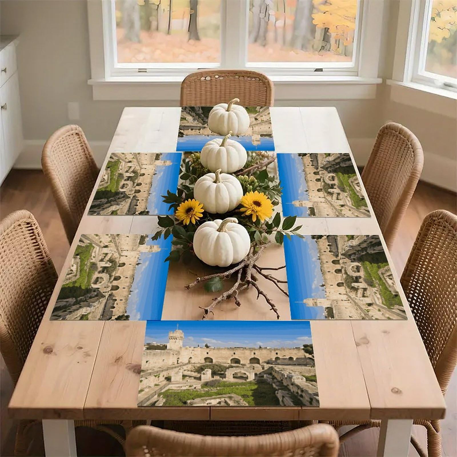 Israel at The Tower of David Placemats Heat-Resistant Washable Place Mats Anti Slip Dining Table Place Mats Wipeable Dining Table Mats Kitchen Decoration Placemats 17.7’’×11.8’’