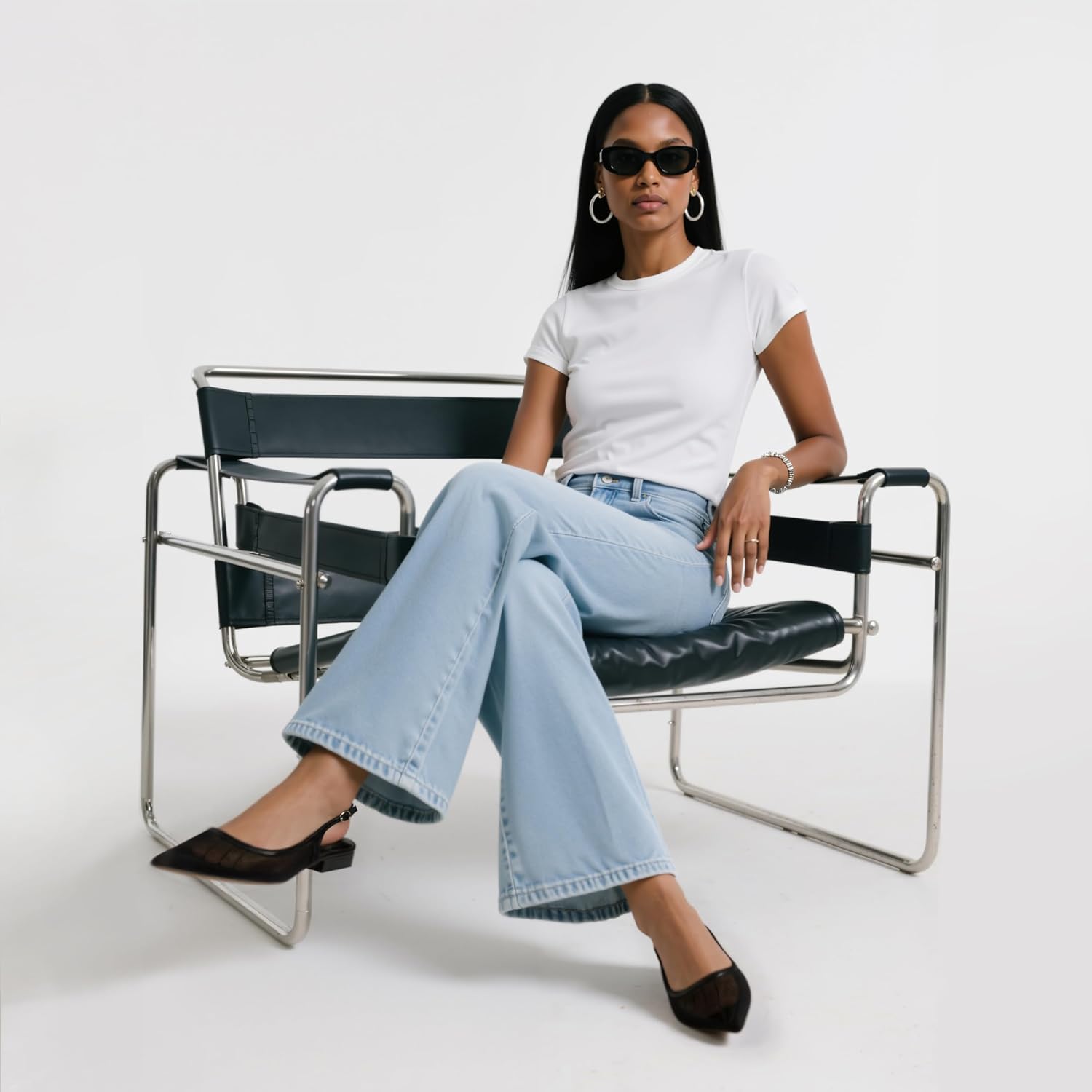 Modatope Slingback Flats for Women Pointed Toe Ballet Flats Classic Low Heel Sandals Dress Shoes - Image 2