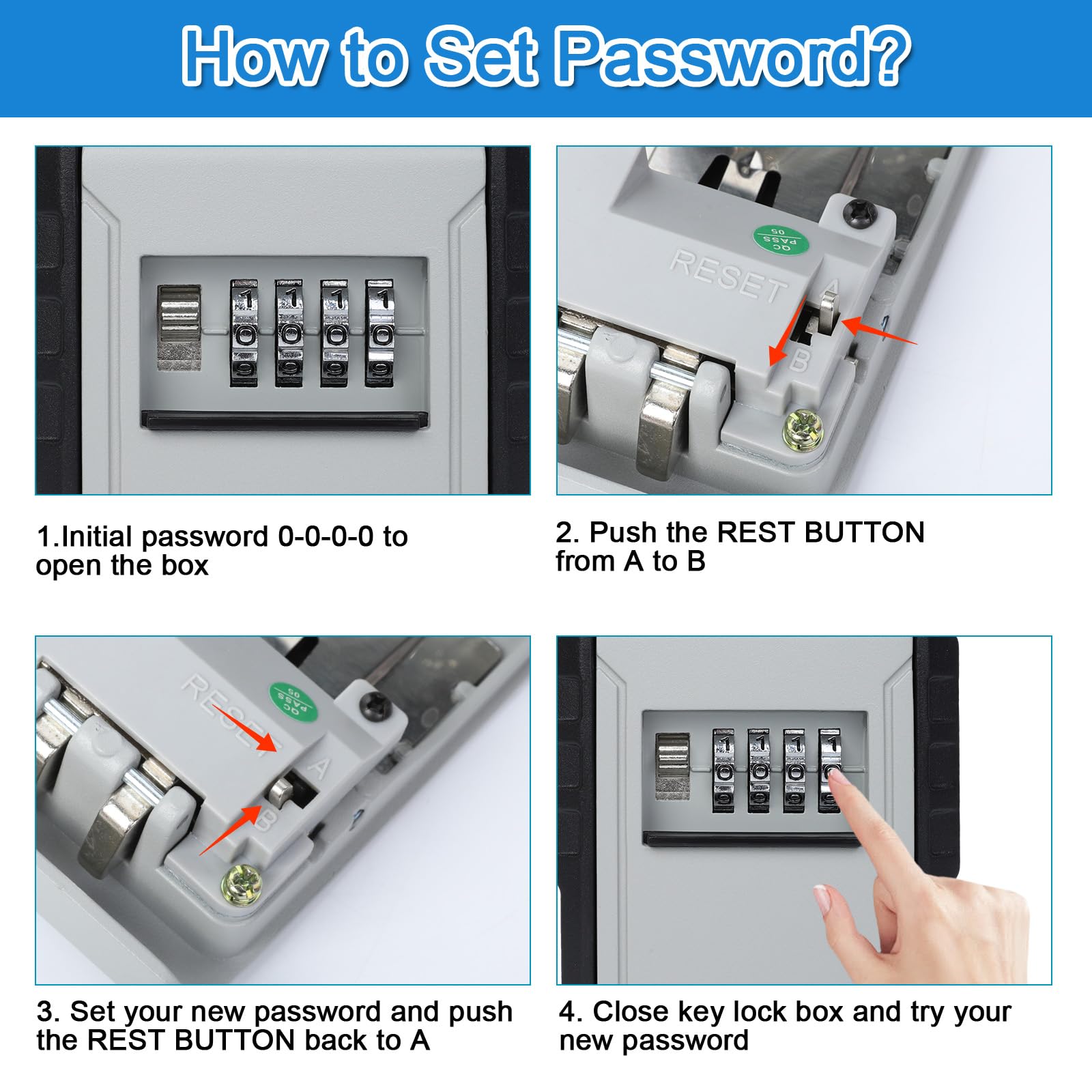 Cozary Cassetta Sicurezza Chiavi, Impermeabile Cassetta Chiavi con Codice 4 Cifre Combinazione, Key Box da Esterno, Cassaforte a Muro per Casa, Garage, Casa