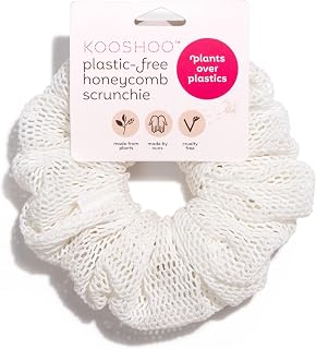 KOOSHOO Honeycomb Scrunchie – Oversized Organic Cotton Mesh Scrunchie | Plastic-Free, No Microplastics, No Damage | Women's Hair Accessory - Coconut Milk