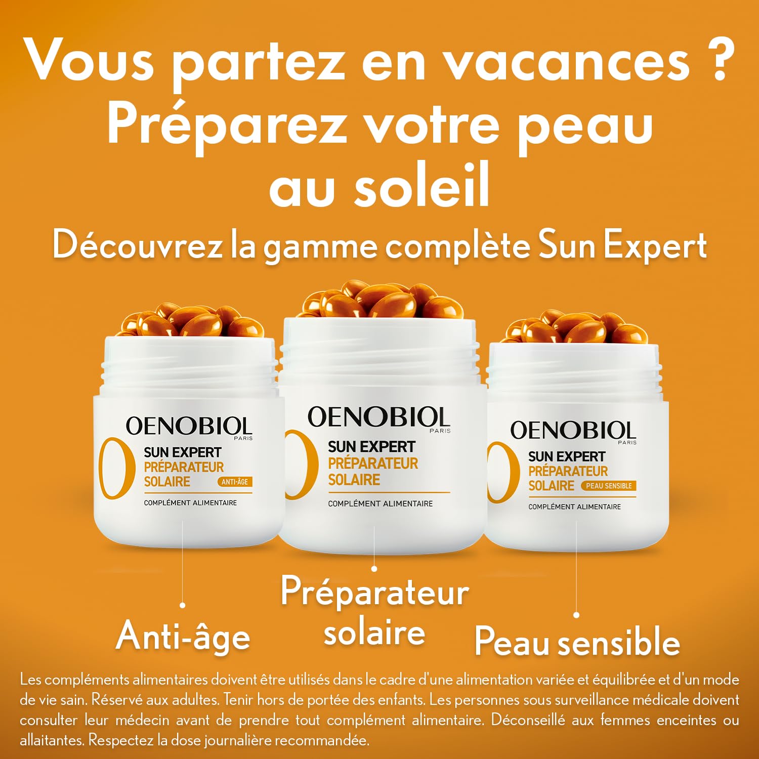 OENOBIOL SUN EXPERT Protection Antioxydante 5 – Bouclier antioxydant (UV, pollution, stress oxydatif) – Vitamines C, E et B2 – Complément Alimentaire 60 capsules – Programme 2 mois