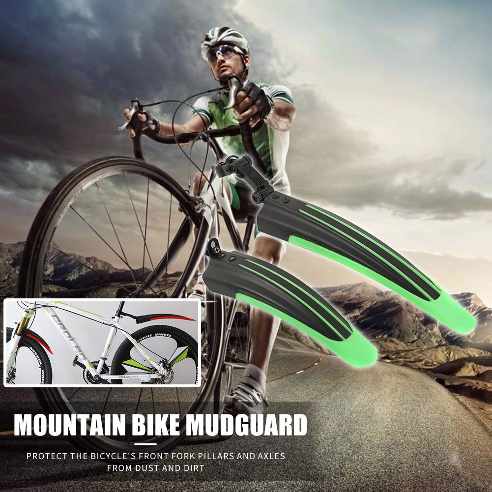 Set 2 Parafanghi Per Bicicletta MTB: Anteriore E Posteriore, Regolabili 20-26 Pollici, In PP, Antispruzzo (Nero, Viola, Blu...)
