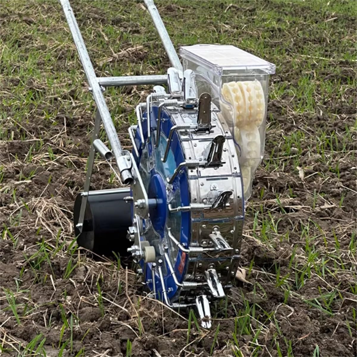 Sembradora Manual, sembradora de jardín Manual, sembradora de Rodillos y aplicadora de Fertilizantes,Ajustable y Flexible para maíz, sembradora para Soja, maní, maíz(12 nozzles)