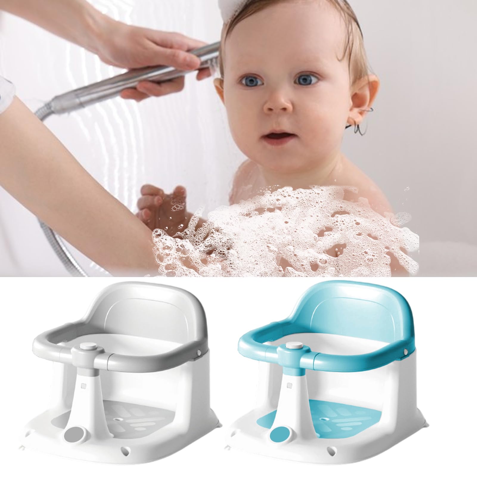 Seggiolino da bagno per bambini, antiscivolo, confortevole, design di supporto, portatile, struttura leggera, accessorio sicuro per il bagno per casa, viaggi, soggiorno, hotel, vacanze, ragazze