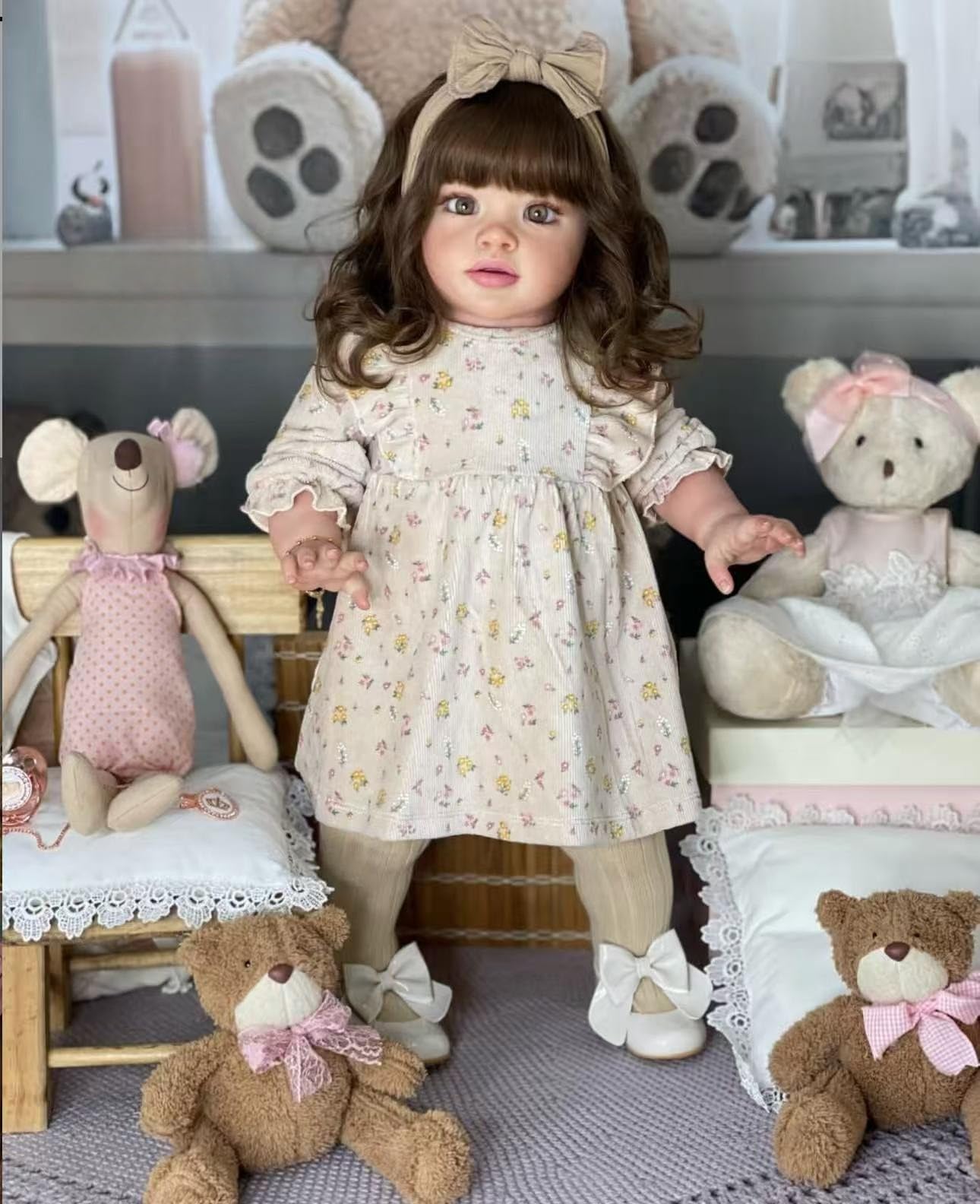RXDOLL Duże lalki Reborn maluch Pippa 66 cali 66 cm Reborn Baby Dolls Open Eyes Realistyczne Reborn Baby Girl miękka tkanina winylowa ciało noworodka lalka lalka zabawka zestaw prezent dla dzieci w