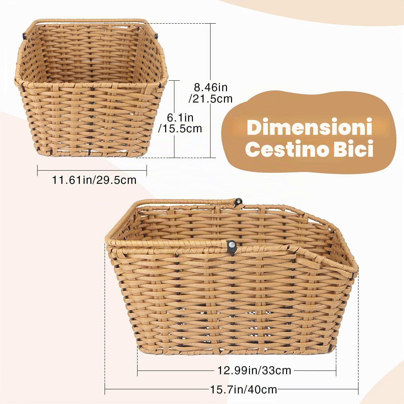 ZUKKA Cestino della bicicletta posteriore tessuto cestino della bicicletta posteriore rimovibile portabiciclette cestino cestino di stoccaggio della bicicletta per il rack posteriore della maggior