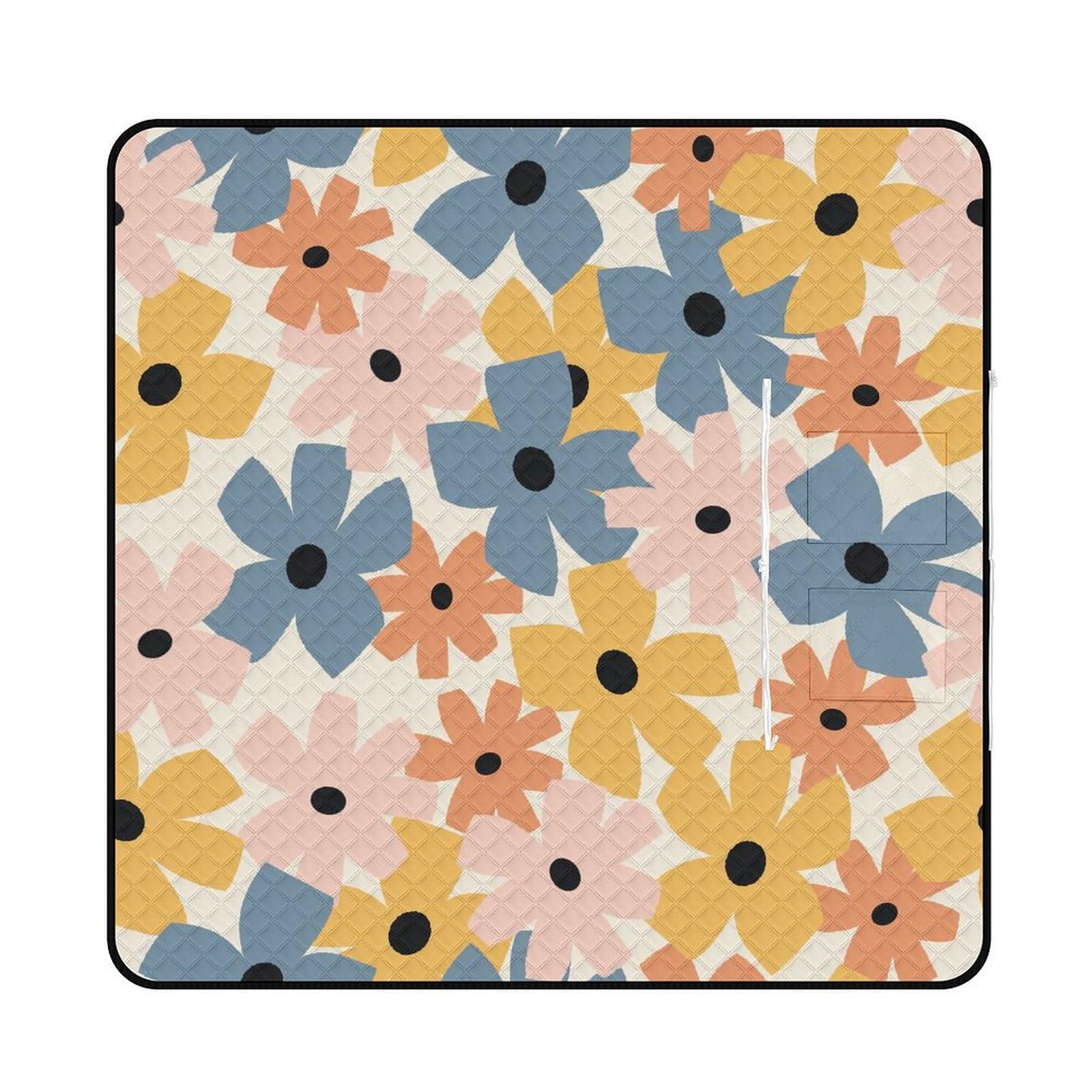 3D Impression Fleurs Cut Clothese Couverture Pique Nique Tapis De Plage Anti Sable Nappe Picnic Tapis Picnic pour Le Voyage, Le Camping, Les Vacances, Etc 200x200cm