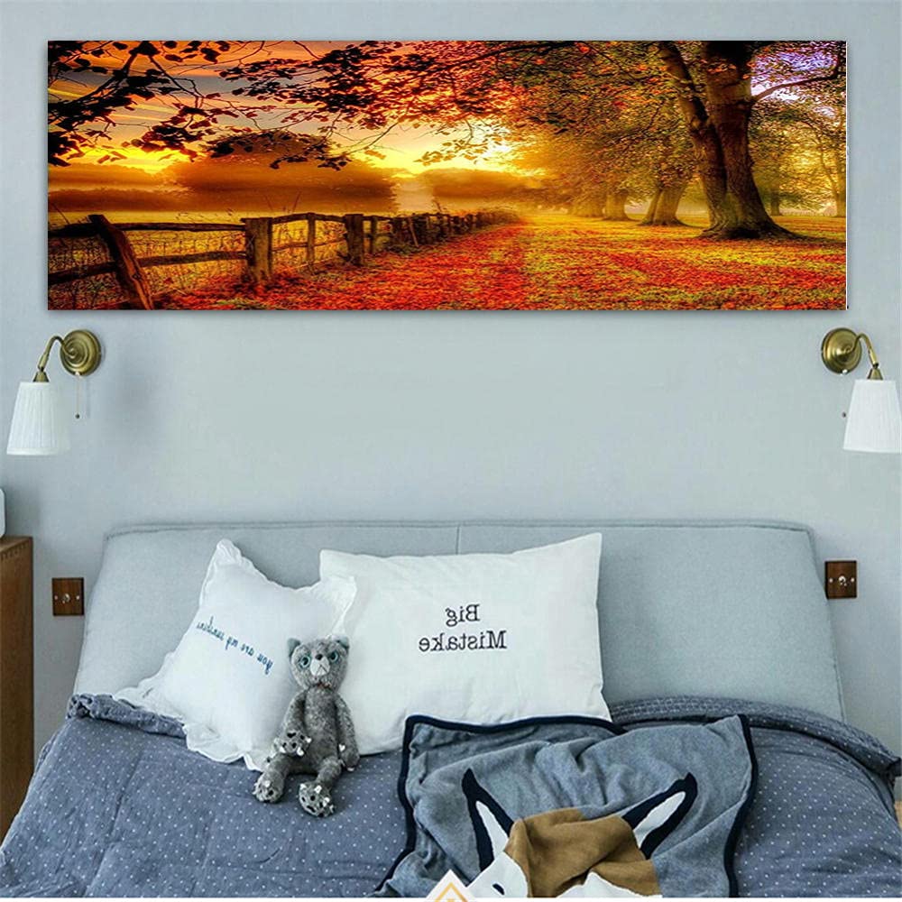 Diamond painting enfant et adulte pour décorer une chambre avec des feuilles rouges