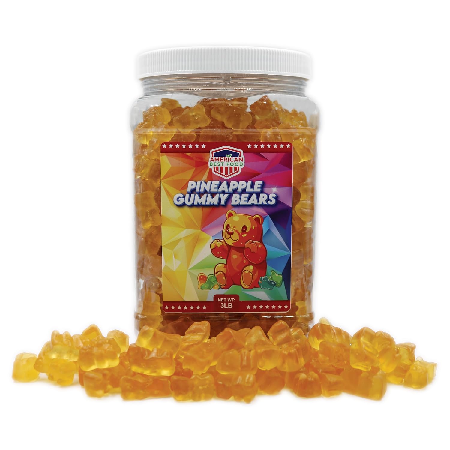 Gummy Bear 3LB In Plastic Clear Container (PINEAPPLE)