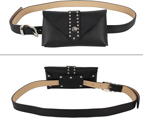 Miniatura 3 de Riñonera con remache punk para mujer, con cinturón, bolsa para teléfono celular, para viajes, entrenamiento, correr, senderismo