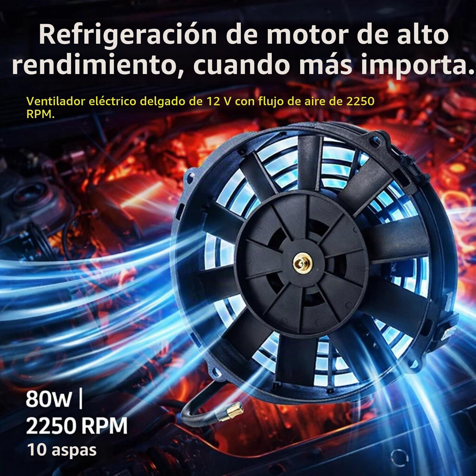 Ventilador de refrigeración de radiador delgado eléctrico de 12 V de alto rendimiento de 8 pulgadas con kit de montaje Ventilador eléctrico para aire acondicionado de refrigeración automática del radi