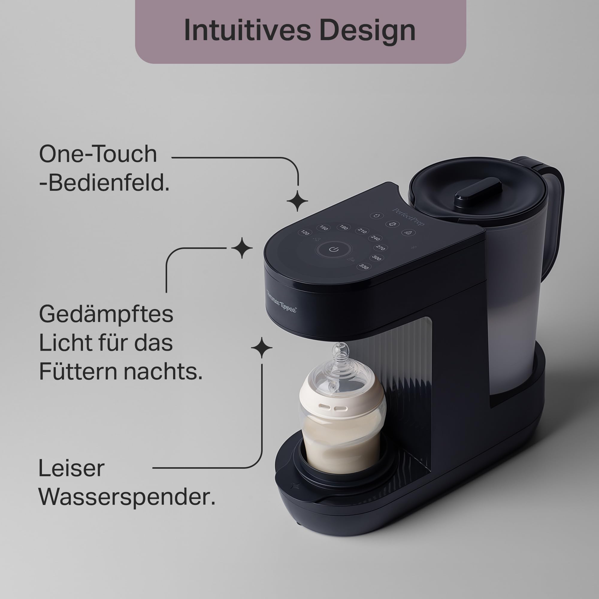 Tommee Tippee Perfect-Prep-Maschine Flaschenzubereiter mit antibakteriellem Wasserfilter und App-Unterstützung