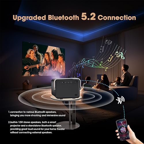 Miniatura 5 de Weelikeit Native - Proyector Bluetooth 1080P Soporte 4K - Mini proyector portátil para películas al aire libre y hogar con altavoz compatible con