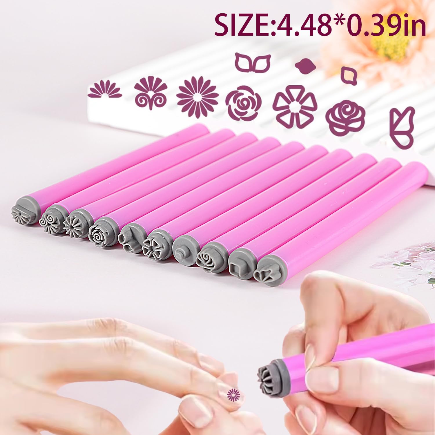 10PCS Nail Art Flower Stamp Pen, Nail Art Stamp Pen Set, Nail Design Stamping Pens DIY Nail Art Tools, Nail Graffiti Tool for Creative Home Manicure Kit