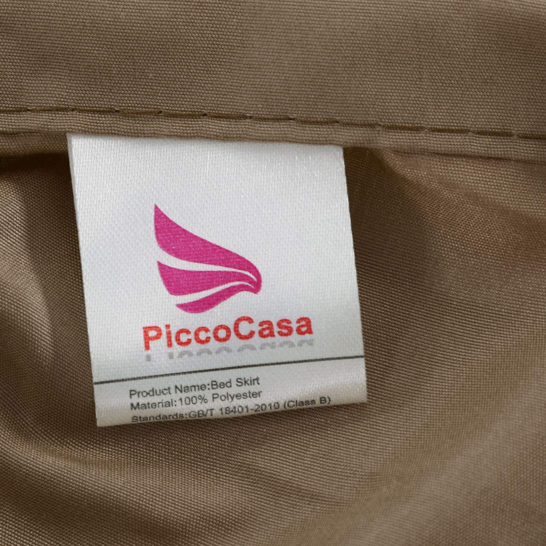 Piccocasa: Betthusse aus gebürstetem Polyester mit drei Stoff-Seiten, elastische Staub-Rüschen, einfache Passform-Falten – mit 38,1 cm Länge, baumwolle Polyester, braun, Doppelbett