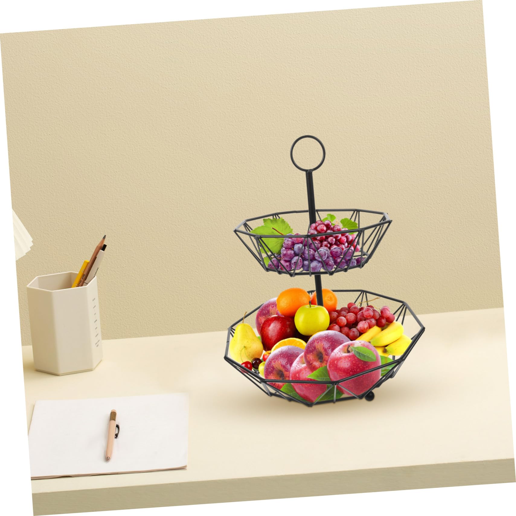 Amazon | FUNNETOYU 多機能アイアン製果物バスケット 段式デザインで