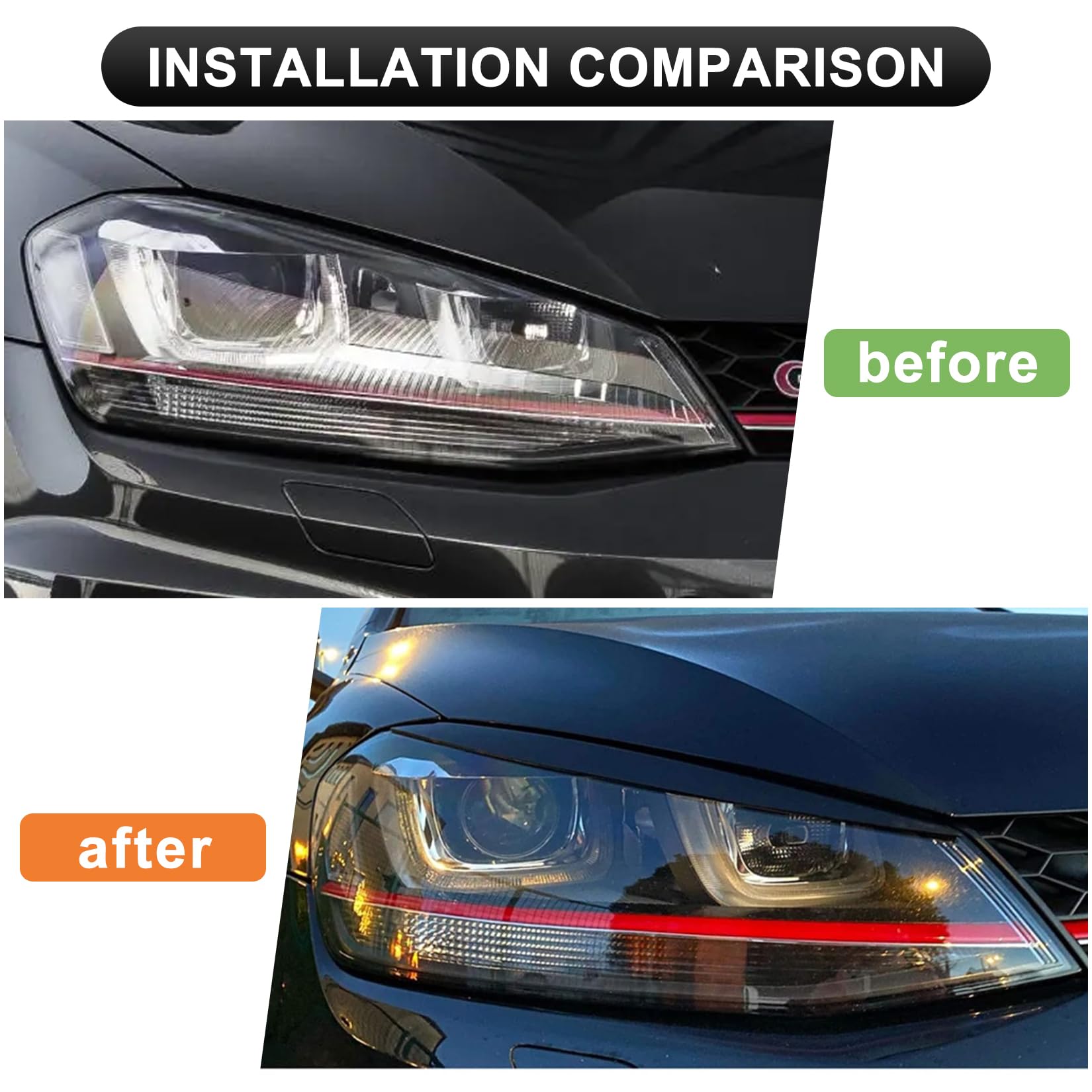 PSLER Cejas para Faros Delanteros para VW Golf 7 GTI MK7 Cubiertas para Párpados Cubierta para Cejas Párpado para Faros Delanteros para VW Golf 7 GTI MK7