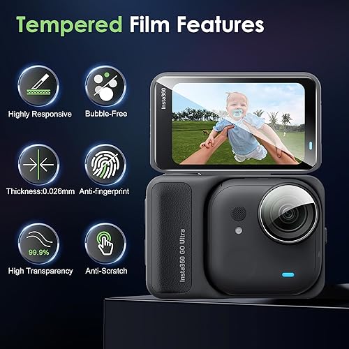 Miniatura 5 de Protector de pantalla para Insta 360 GO Ultra HD vidrio templado, antiarañazos, alta definición transparente, para Insta 360 GO Ultra (paquete de