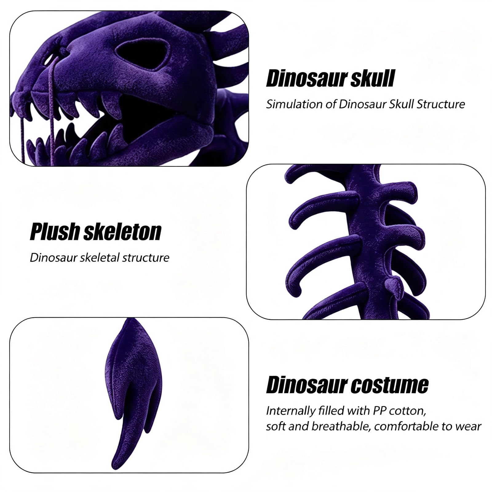 Costume da dinosauro per bambini, in peluche, portatile, per Halloween e feste in maschera