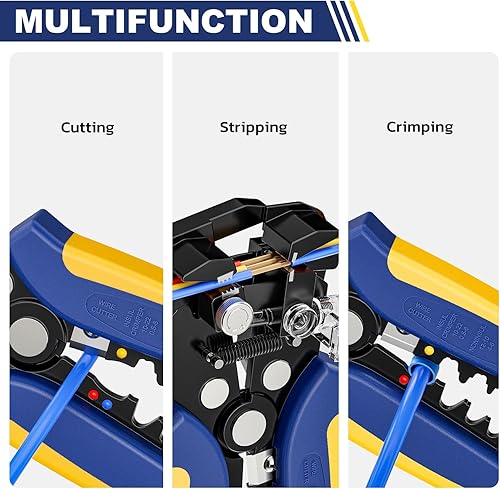 Miniatura 2 de haisstronica Kit de pelacables de 201 piezas, herramienta automática de pelacables para cables AWG 24-10 con terminales aislados, pelacables