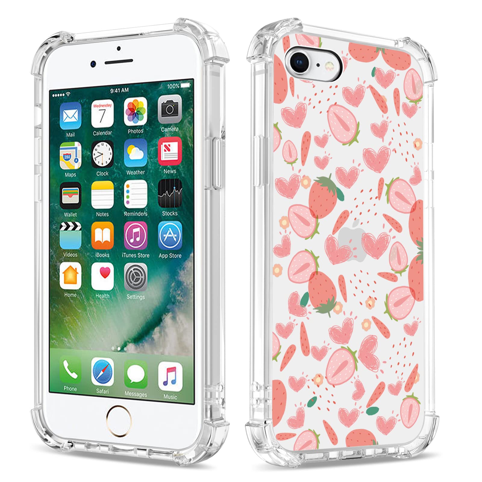 Case for iPhone 6 Plus/iPhone 6S Plus, Anti-Yellowing TPU Shockproof Bumper Phone Cover for Women, Drop Protection Anti-Scratch Silicone Cover for iPhone 6 Plus, Clear Love Heart-3