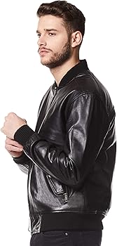 Men's 70'S Retro Real Leather Jacket 100% Lambskin Napa Bomber