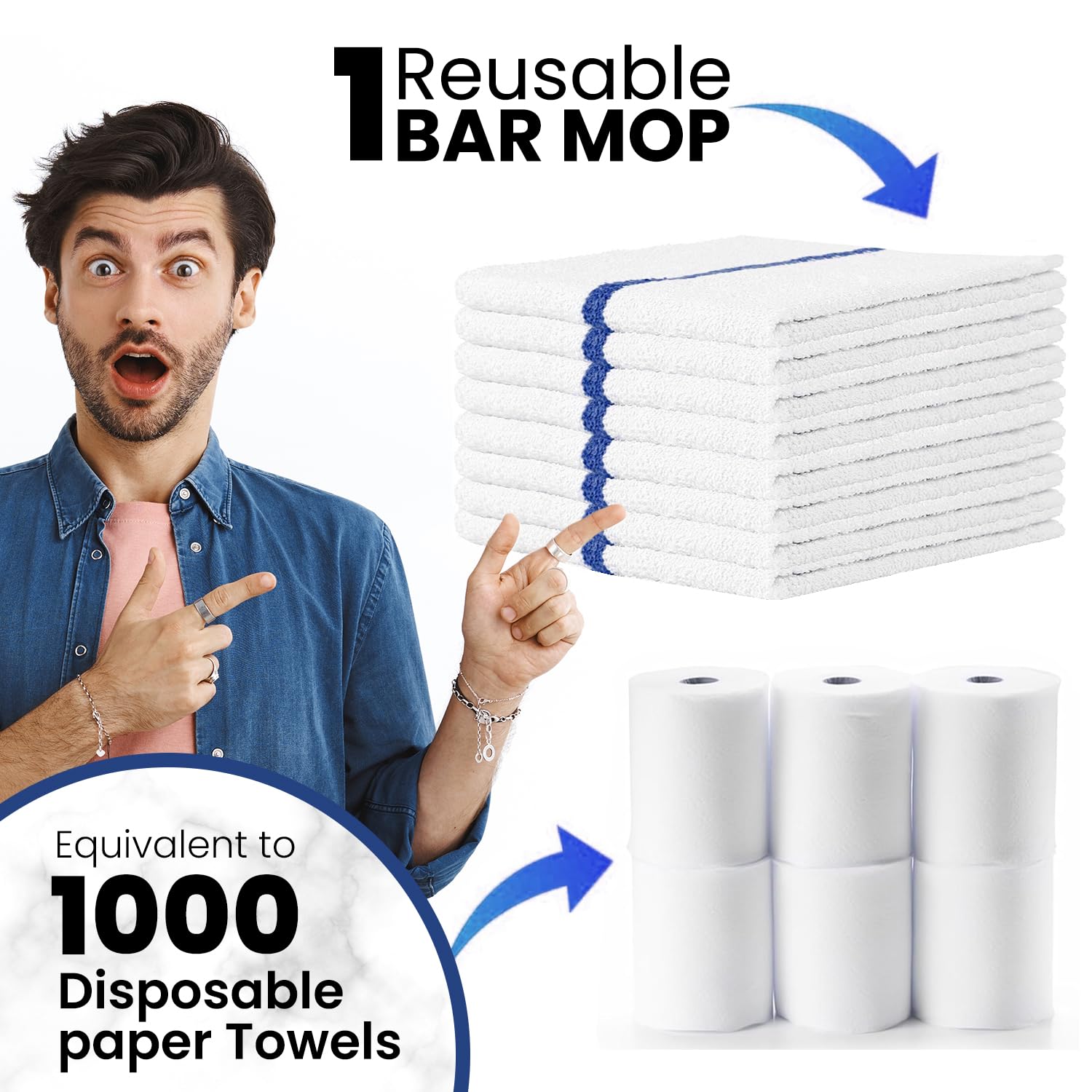 Juego de 60 paños de cocina de 16 x 19 pulgadas, multiusos, para el hogar, restaurantes y limpieza, paños absorbentes blancos, reutilizables, trapos