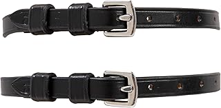 Huntley Equestrian Premium English Leather Spur Straps (Black, 15